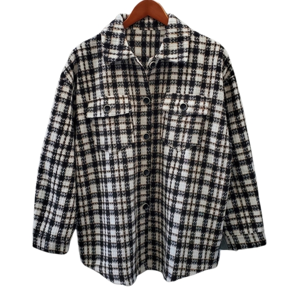 Drop Shoulder Plaid Tweed Pocket Coat - Picture 7 of 12